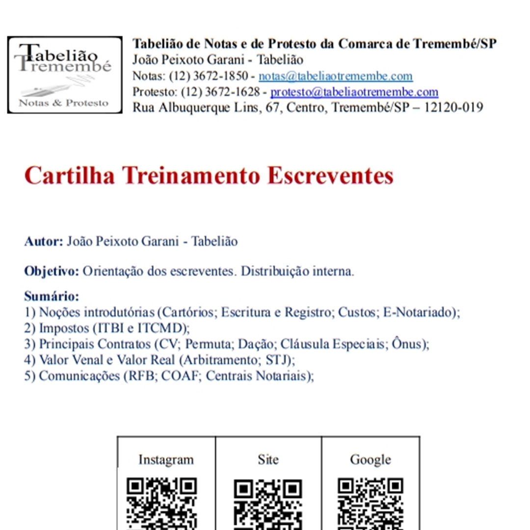 Cartilha Treinamento Escreventes